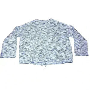 Aerie Top Womens Medium Blue Heather Crew Neck Waist Tie Long Sleeve Pullover